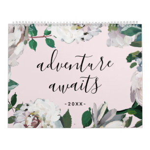 Adventure wacht Blush en White Floral foto Kalender