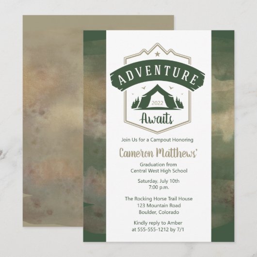 Adventure wacht Camping Graduation Party Kaart (Voorkant / Achterkant)