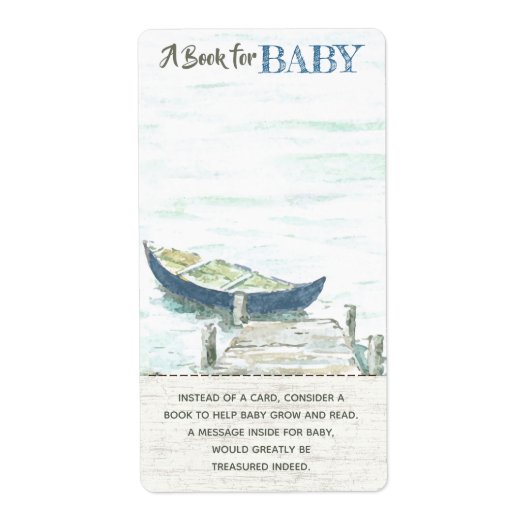 Adventure wacht Canoe Book op Baby shower Etiket (Voorkant)