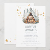 Adventure wacht Cute Woodland Camping Baby shower Kaart (Voorkant / Achterkant)