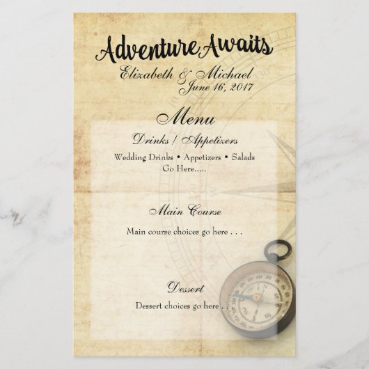 Adventure wacht Menu Kaart (Voorkant)