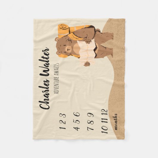 Adventure wacht op Baby Mijlsteen Beer Fleece Deken (Voorkant)