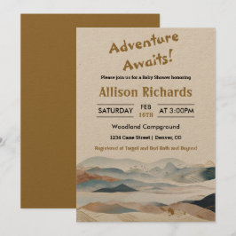 Adventure wacht op baby shower invi van natuur in kaart