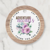 Adventure wacht op Baby shower Rustic Purple Flowe Bedankjes Labels (Voorkant)