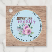 Adventure wacht op Baby shower Rustic Purple Flowe Bedankjes Labels (Voorkant)