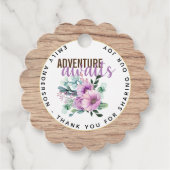 Adventure wacht op Baby shower Rustic Purple Flowe Bedankjes Labels (Voorkant)