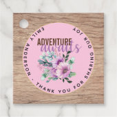 Adventure wacht op Baby shower Rustic Purple Flowe Bedankjes Labels (Voorkant)