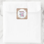 Adventure wacht op Baby shower Rustic Purple Flowe Vierkante Sticker (Tas)