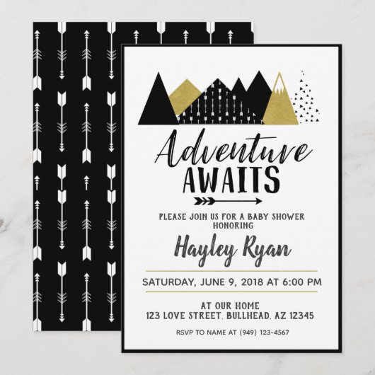Adventure wacht op Baby shower van de pijl van de  Kaart (Voorkant / Achterkant)
