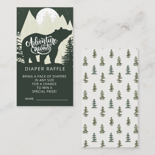 Adventure wacht op Beer Diaper Raffle Informatiekaartje (Voorkant / Achterkant)