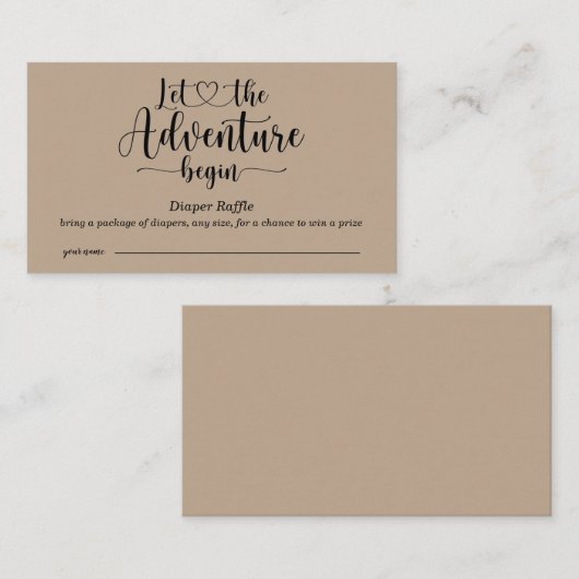 Adventure wacht op Beren Kraft Baby Diaper Raffle Informatiekaartje (Voorkant / Achterkant)