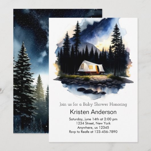 Adventure wacht op bewerkbaar Baby shower Kaart (Voorkant / Achterkant)