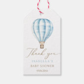 Adventure wacht op Blue Hot Air ballon-Baby shower Cadeaulabel (Voorkant)