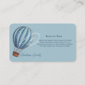 Adventure wacht op Blue Hot Air ballon-Baby shower Informatiekaartje (Voorkant)