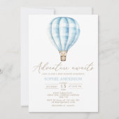 Adventure wacht op Blue Hot Air ballon-Baby shower Kaart (Voorkant)