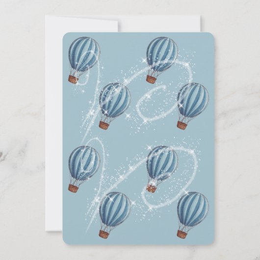 Adventure wacht op Blue Hot Air ballon-Baby shower Kaart (Achterkant)