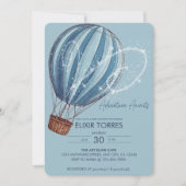 Adventure wacht op Blue Hot Air ballon-Baby shower Kaart (Voorkant)
