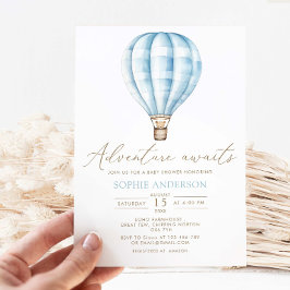 Adventure wacht op Blue Hot Air ballon-Baby shower Kaart