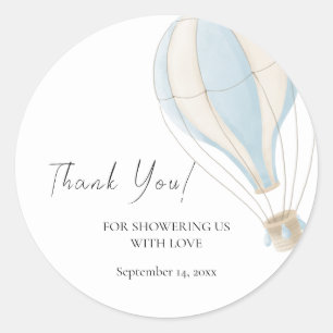 Adventure wacht op Blue Hot Air ballon-Baby shower Ronde Sticker