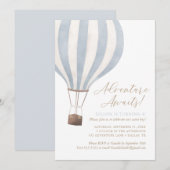 Adventure wacht op Blue Hot Air Balloon Boy Birthd Kaart (Voorkant / Achterkant)