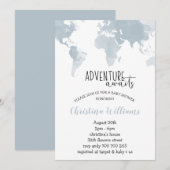 Adventure wacht op Blue Wereldkaart Boy Baby showe Kaart (Voorkant / Achterkant)