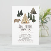 Adventure wacht op Camping Virtual Baby shower Kaart (Staand voorkant)