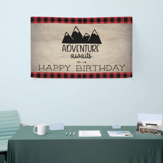 Adventure wacht op de geboorte| Hout Buffalo Play Spandoek (Beurs)