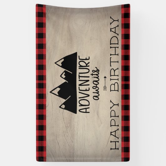 Adventure wacht op de geboorte| Hout Buffalo Play Spandoek (Verticaal)