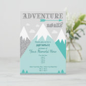 Adventure wacht op de uitnodiging van het Baby sho (Staand voorkant)