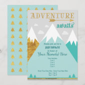 Adventure wacht op de uitnodiging van het Baby sho (Voorkant / Achterkant)