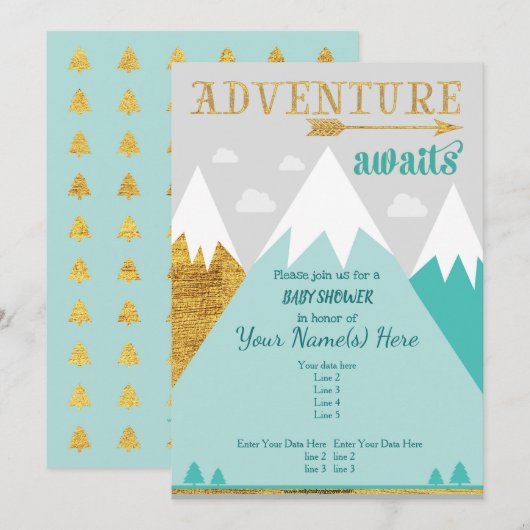 Adventure wacht op de uitnodiging van het Baby sho (Voorkant / Achterkant)