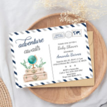 Adventure wacht op de wereldreis Baby Boy Shower N