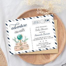 Adventure wacht op de wereldreis Baby Boy Shower N Kaart