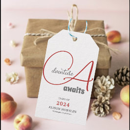 Adventure wacht op foto chique perzik fuzz Afstude Cadeaulabel