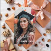 Adventure wacht op foto chique perzik fuzz Afstude Cadeaulabel