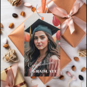 Adventure wacht op foto chique perzik fuzz Afstude Cadeaulabel