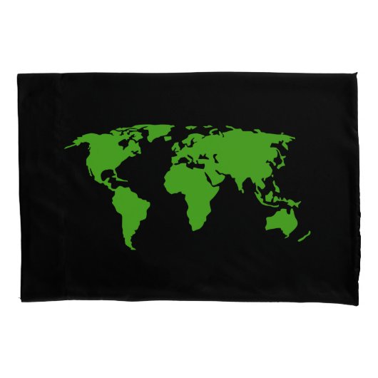 Adventure wacht op groene, zwarte en witte Wereldk Kussensloop (Voorkant-Links)