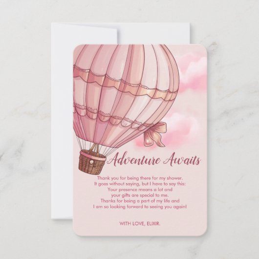 Adventure wacht op het Baby shower van de Roze Hot Bedankkaart (Voorkant)
