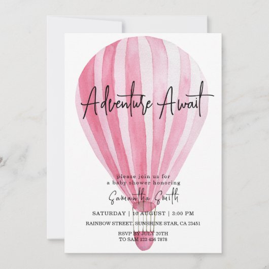 Adventure wacht op het Baby shower van de Roze Hot Kaart (Voorkant)