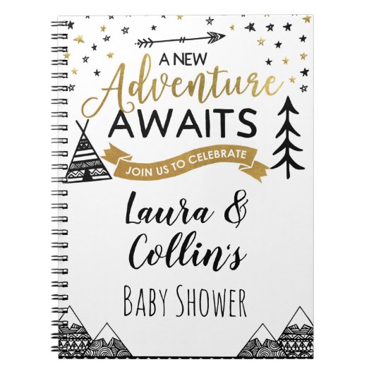 Adventure wacht op het Baby shower van het Guest B Notitieboek (Voorkant)
