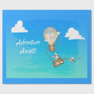 Adventure wacht op hotair ballonapen cadeaupapier