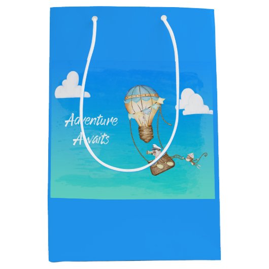 Adventure wacht op hotair ballonapen medium cadeauzakje (Voorkant)