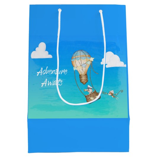 Adventure wacht op hotair ballonapen medium cadeauzakje (Achterkant)