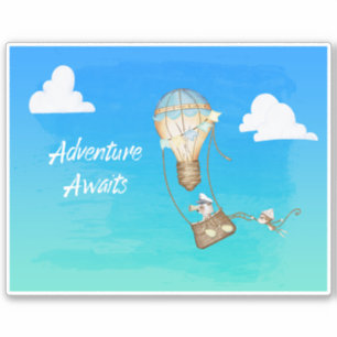 Adventure wacht op hotair ballonapen sticker