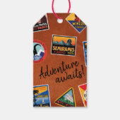 Adventure wacht op Label met cadeaubon voor reisla Cadeaulabel (Voorkant)