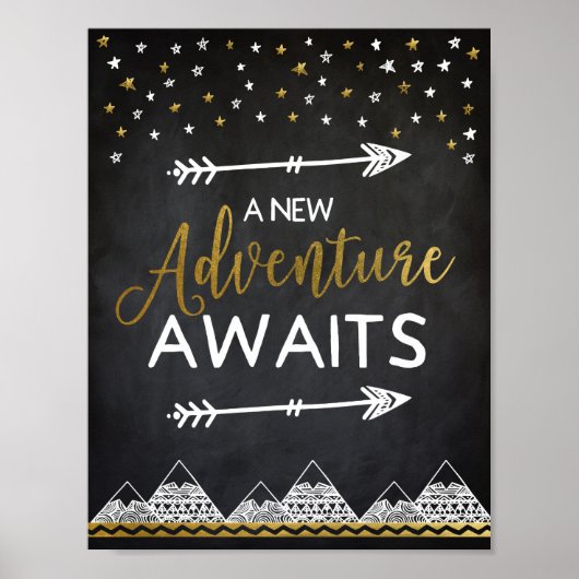 Adventure wacht op Poster van Chalkboard (Voorkant)