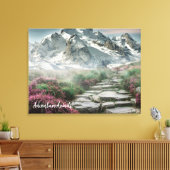 Adventure wacht op prachtige bergen met wandelend  canvas afdruk (Insitu (Woonkamer))