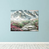 Adventure wacht op prachtige bergen met wandelend  canvas afdruk (Insitu (Houten vloer))