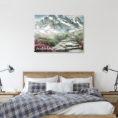 Adventure wacht op prachtige bergen met wandelend  canvas afdruk (Insitu (Slaapkamer))