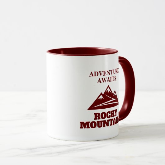 Adventure wacht op Rocky Mountains maroon koffie Mok (Voorkant rechts)